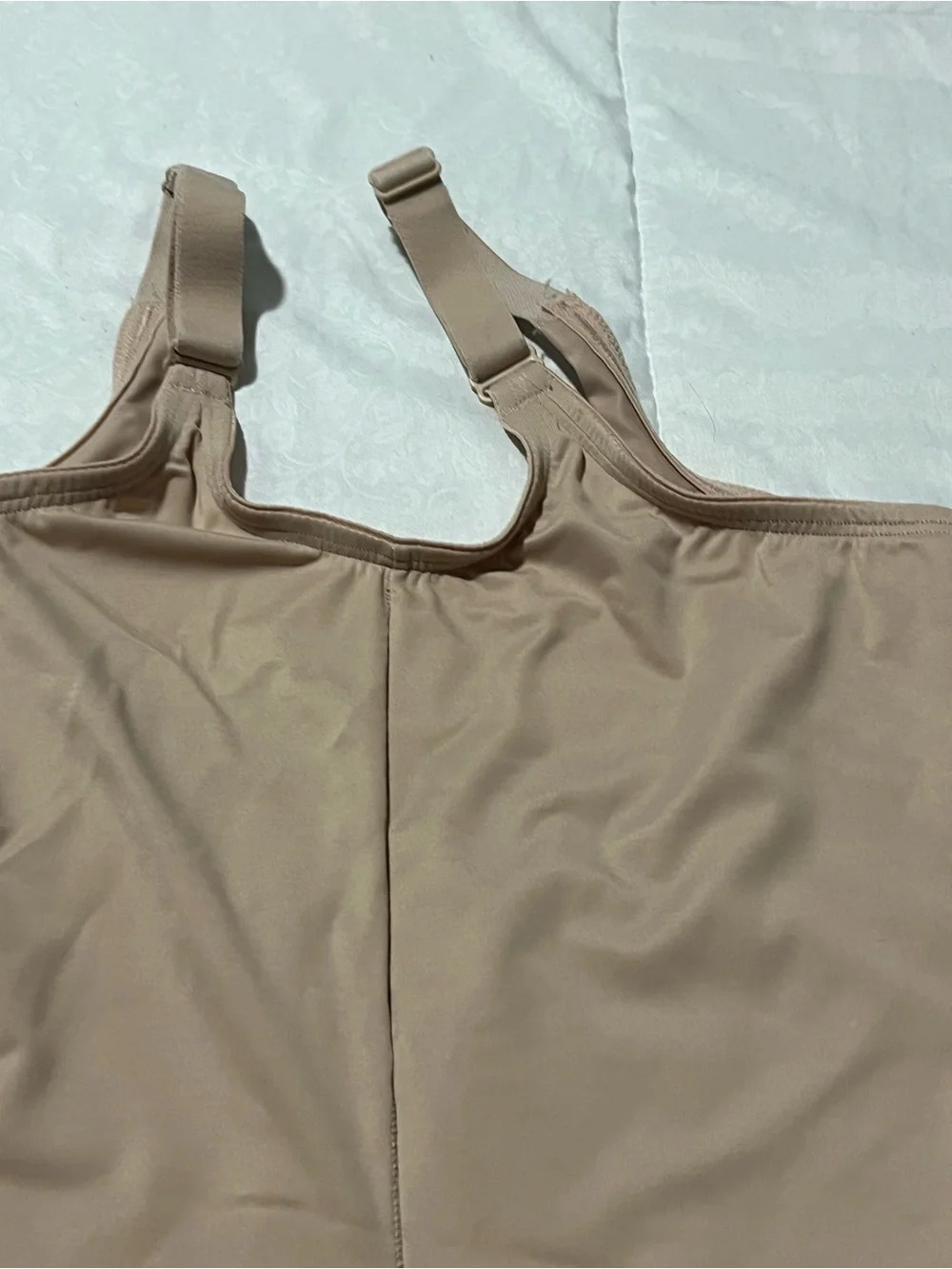 Girls Beige One-Piece Swimsuit with Adjustable Straps